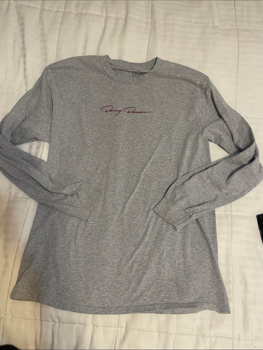 Grey Long Sleeve Kids Tee with Script Logo